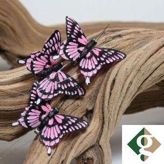 3 Pcs Butterfly Pink ?7cm On A Clip