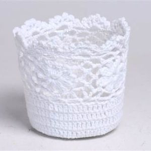 Flowerpot Knitted H11cm White