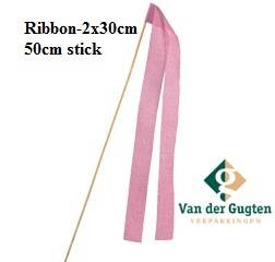 Ribbon Pink (2x30cm) On A 50cm Stick